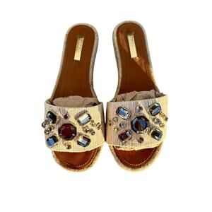 Louise Et Cie Natural Jeweled Slip On Sz 9 NWOB